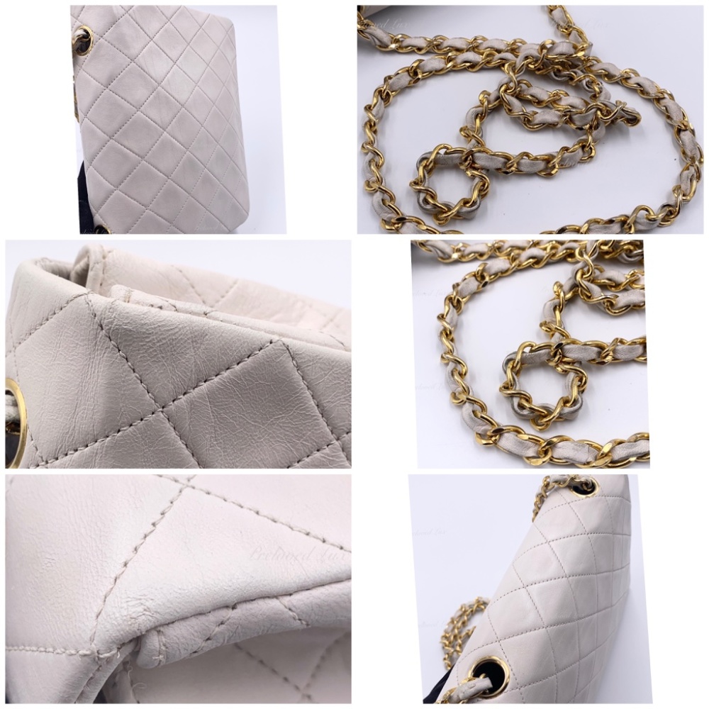 Authentic CHANEL Classic Lambskin Chain Mini Square Flap Bag White/ GHW - Picture 8 of 17